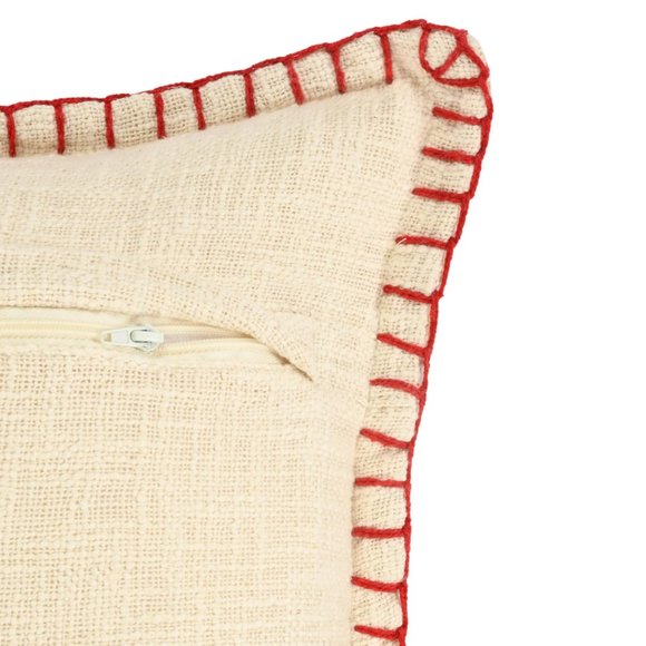 CLEARANCE! NWT / Red and White Striped Woven Cotton Throw Pillow, 20" x 20" - Picture 4 of 5